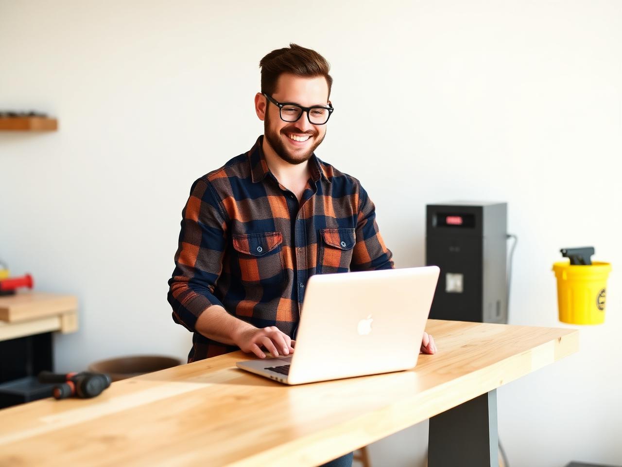 Local business owner using a laptop